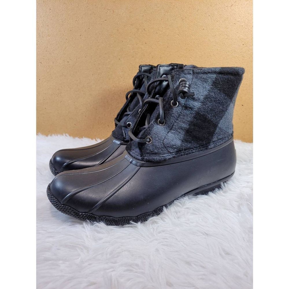 Sperry Women's Saltwater Buffalo Check Duck Boot